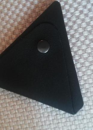 Кожаный кошелек черный для мелочи, монеток1 фото