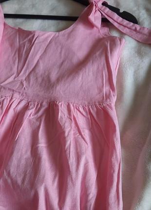 Сукня сарафан під льон рожева3 фото
