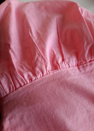 Сукня сарафан під льон рожева5 фото