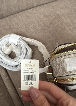 Жіноча сумка michael michael kors medium logo smartphone crossbody bag (35f2gttc2b) vanilla8 фото