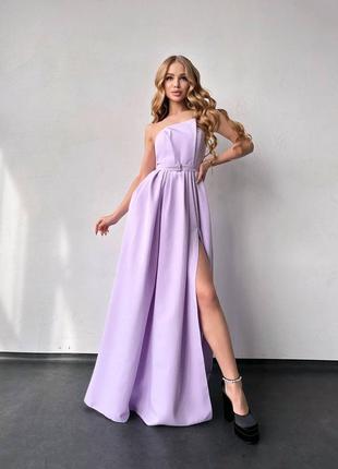 Довга сукня максі з розрізом, плаття максі з відкритими плечима, сукня в пол на випускний