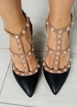 Шкіряні нарядні туфлі в стилі  valentino8 фото