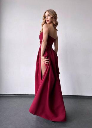 Довга сукня максі з розрізом, плаття максі з відкритими плечима, сукня в пол на випускний