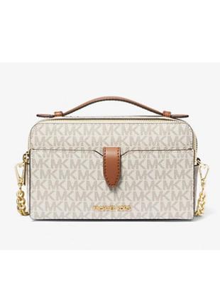 Женская сумка michael michael kors medium logo smartphone crossbody bag (35902gttc2b) vanilla