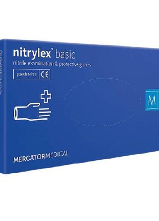 Нітрилові рукавички nitrylex mercator medical м 100 шт синій