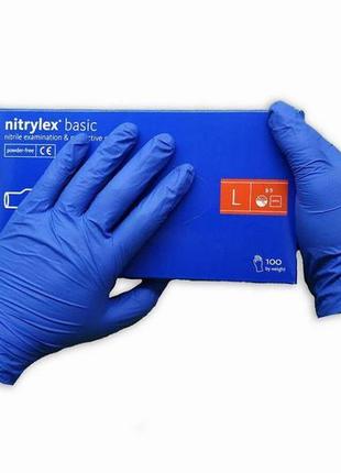 Нітрилові рукавички nitrylex mercator medical l 100 шт синій