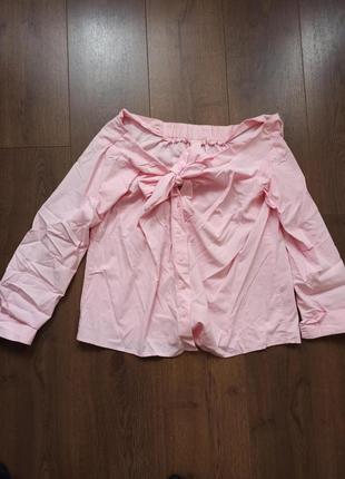 Романтичная розовая блуза с бантиком на груди h&amp;m1 фото