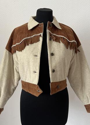 Куртка кроп бомбер бохо вестерн ковбой италия винтаж vintage3 фото