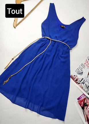 Платье женское синие с поясом от бренда tour xs s