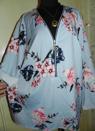 Стильная блузка-трапеция в цветочный принт,рукав 2 в 1,sheilay1 фото