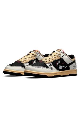 Стильные молодежные кроссовки nike sb dunk low x stussy 40th brown beige1 фото