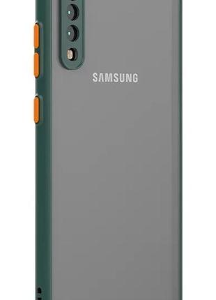 Матовий чохол із захистом для камери на samsung a50 темно-зелений