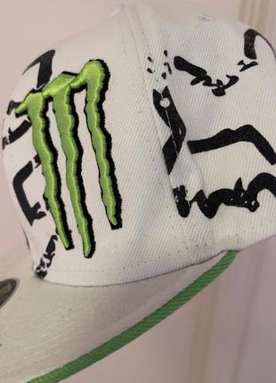 Реперка кепка- бейсболка біла з неоновою вишивкою monster energy original l5 фото