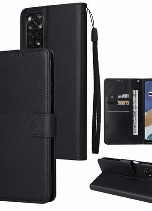 Чохол книжка на xiaomi redmi note 11 / 11s чорний прошитий з х...