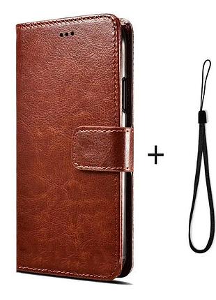 Чохол книжка магніт хлястик xiaomi redmi note 8 pro коричневий...