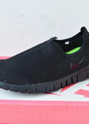 Nike free run 3.0 мокасины кеды мужские найк фри ран черные текстильные легкие весенние летние демисезонные демисезон низкие сетка8 фото