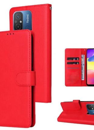 Чохол книжка магніт хлястик xiaomi redmi 12с червоний прошитий