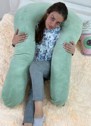 Подушка для вагітних (обіймашка) зелений3 фото