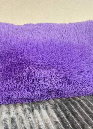 Подушка травичка хутряна фіолетовий3 фото