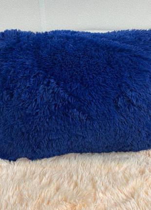 Подушка травичка хутряна синій2 фото