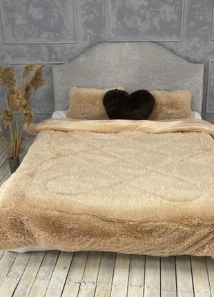 Хутряна ковдра на холофайбері травка 200х230 золото