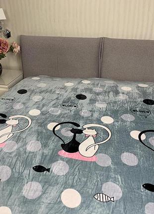 М'яке покривало плед мікрофібра 200\220 котики