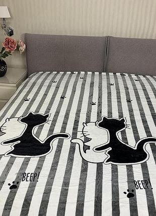 М'яке покривало плед мікрофібра 160\200 котики