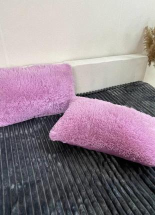 Подушка травичка хутряна бузково-рожевий2 фото