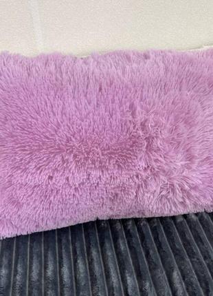 Подушка травичка хутряна бузково-рожевий3 фото