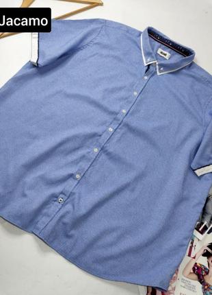 Сорочка чоловіча теніска синього кольору з короткими рукавами від бренду jacamo 4xl