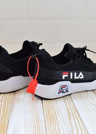 Fila кросівки кеди чоловічі філа чорні з білим легкі сітка весняні літні демісезонні демісезон низькі відмінна якість текстильні2 фото