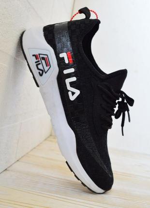 Fila кросівки кеди чоловічі філа чорні з білим легкі сітка весняні літні демісезонні демісезон низькі відмінна якість текстильні10 фото