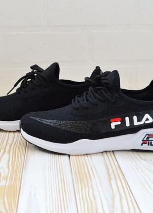 Fila кросівки кеди чоловічі філа чорні з білим легкі сітка весняні літні демісезонні демісезон низькі відмінна якість текстильні8 фото