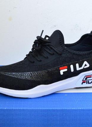 fila exclusive кросівки кеди чоловічі філа чорні з білим легкі сітка весняні літні демісезонні демісезон низькі відмінна якість текстильні