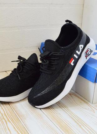 Fila кросівки кеди чоловічі філа чорні з білим легкі сітка весняні літні демісезонні демісезон низькі відмінна якість текстильні9 фото