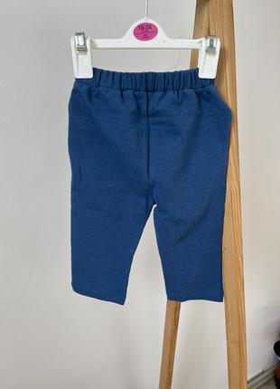 Синие штаны для мальчика 9 12 месяцев 80 праздничные брюки с кармашками2 фото