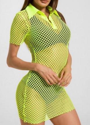 Новое фирменное туника сетка пляжное платье сарафан трендовое стильная модная яркая7 фото
