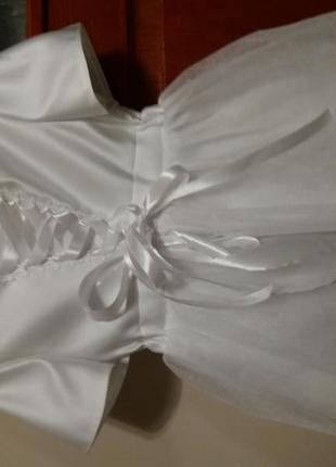 Платтячко біле атласне з фатином3 фото