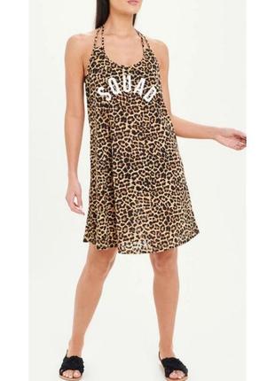 Фирменное пляжное платье платье сарафан платье принт леопард на брителях4 фото