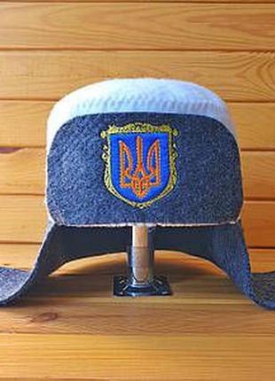 Волочная шапка/капелюх/панама для бани/сауны/спа. банка шапка - украинская/патриот1 фото