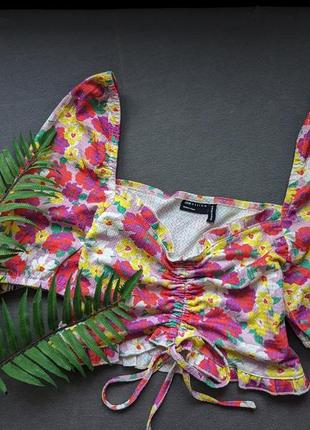 Яркий кроп топ блуза блузка в цветочный принт asos2 фото