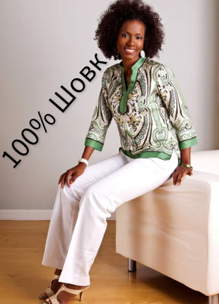 2//блуза 130223//ann-taylor блузка об'ємна рукави 3/4 100% шовк шовкова