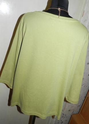 Натуральная-100% хлопок,трикотажная,салатовая блузка с вышивкой,большого размера,m&s,турция5 фото