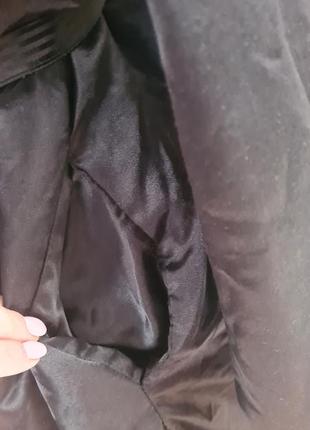 Халат черный атласный с карманами4 фото