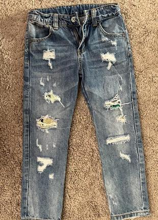 Джинсы для девочки, на рост 104- 110 см