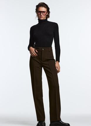 Прямые черные брюки zara