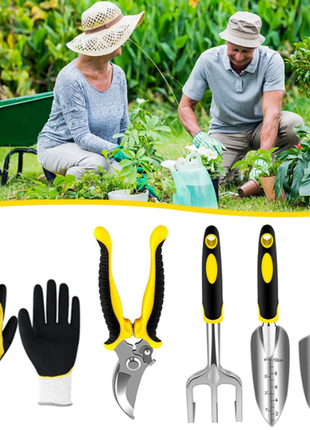 Набор садовых инструментов из 5 предметов с перчатками для сада огорода