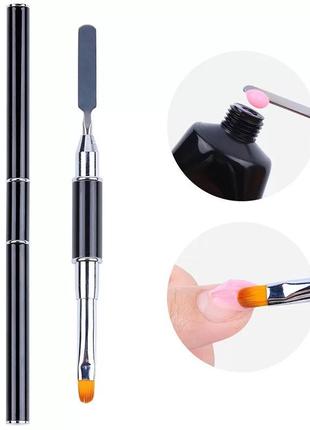 Пензель + шпатель для маникюру двосторонній у футлярі probeauty