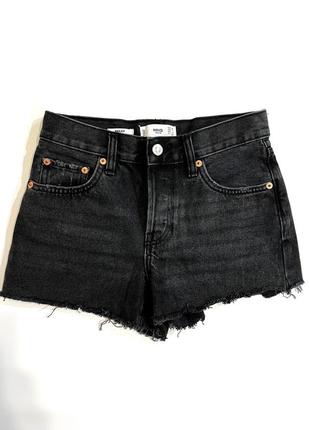 Шорты джинсовые mango темно серые стильные с высокой талией