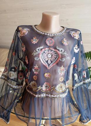 Блузка з вишивкою   zara1 фото